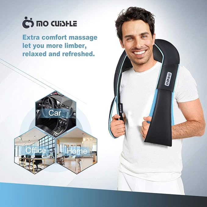 GaRcan Neck- Shiatsu Shoulder Massager - Electric Deep Kneading Massage with Heat for Muscle Relief Tired Back Neck Shoulder &amp Legs