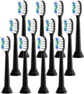Compatible for Replacement Toothbrush Heads Compatible with Philips Sonicare Electric Brush Head 1100 2100 4100 5100 5300 6100 7500(Black-12 Pcs)