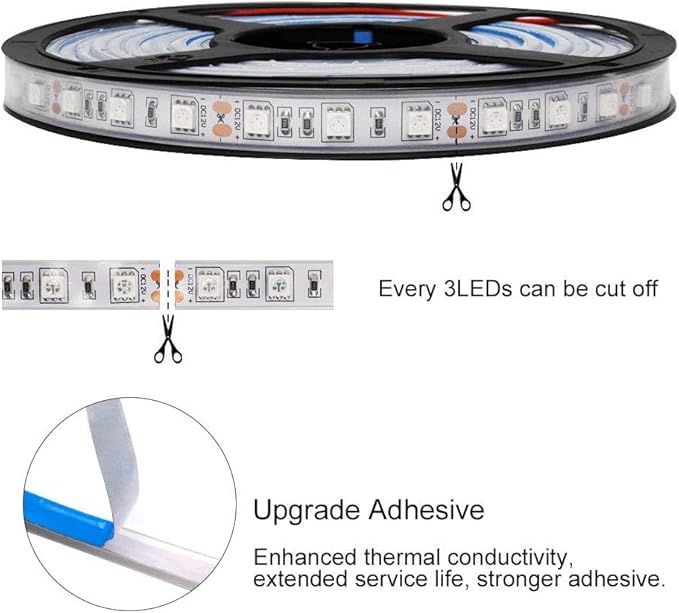 5M/16.4ft SMD5050 300LEDs Near Infrared 660nm NIR Single Chip DC12V 24W Flexible IR LED Strips Light IP65 Waterproof 8mm Wide 120LEDs/M 4.8W/M Light Strip
