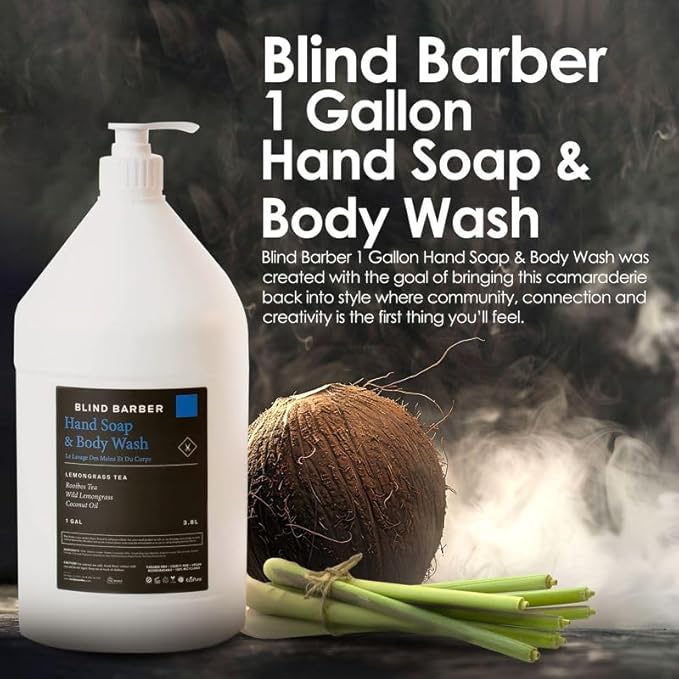 World Amenities Blind Barber Hand Soap and Body Wash 1 Gallon - Bulk Pack Body Care Liquid Soap