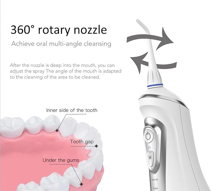 Water Flossers for Teeth CordlessOral Irrigator9 Cleaning Gears Adjustment4 Multifunctional Nozzles30-115psi2000mAh Lithium BatteryEffective Cleaning Teeth (Black)