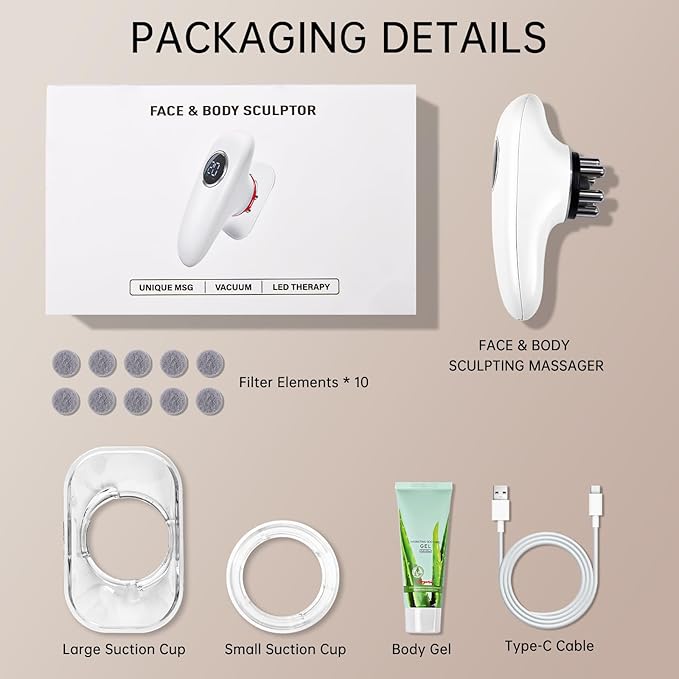 4 in 1 Body Sculpting Machine-Lymphatic Drainage Massager with 4 Adjustable Functions:HeatingCuppingRed Light &amp Massage for Belly Waist Arms Legs and Face