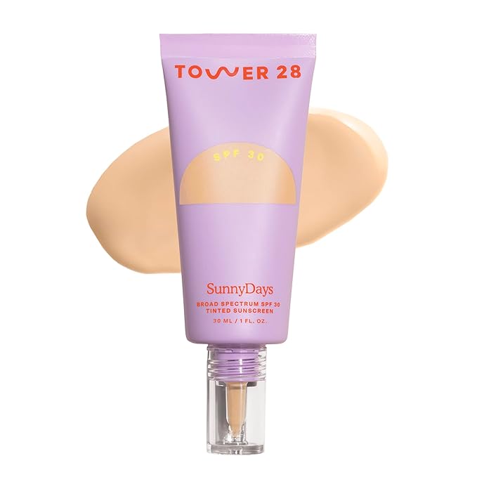 Tower 28 Beauty SunnyDays SPF 30 Tinted Mineral Sunscreen 1 FL OZ &amp lipgloss PISTACHIO