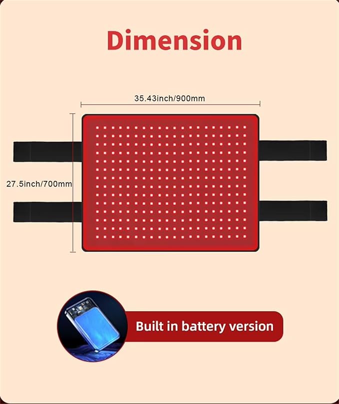 Horseback Red Light Therapy Device 660nm/850nm Adjustable Red Light Therapy Mat Near Infrared Light Device Relaxes Muscles and Promotes Healing