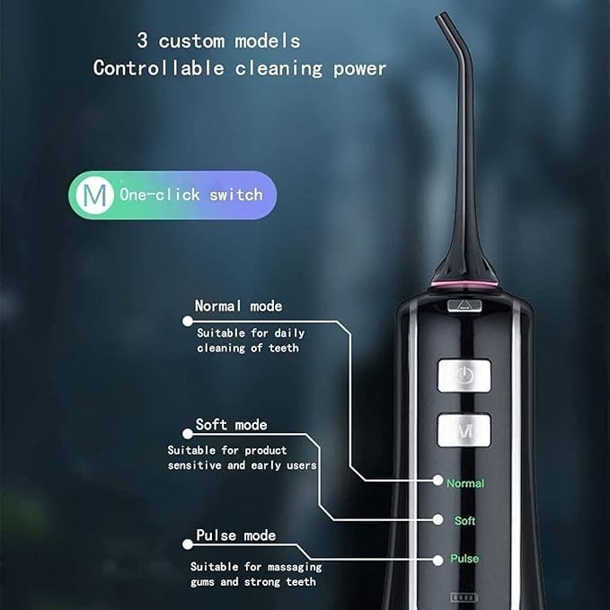 Water Flossers for Teeth Portable 300ML Electric Flosser Pick USB Rechargeable Water Teeth Cleaner Picks 3 Cleaning ModesIPX7 Waterproof (Color : B)