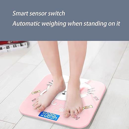 Scale for Body Weight Smart Scale for Body Weight Accurate Measurement Tempered Glass Digital Bathroom Scale Weight Scale for Home(Sticker Pink Pig)