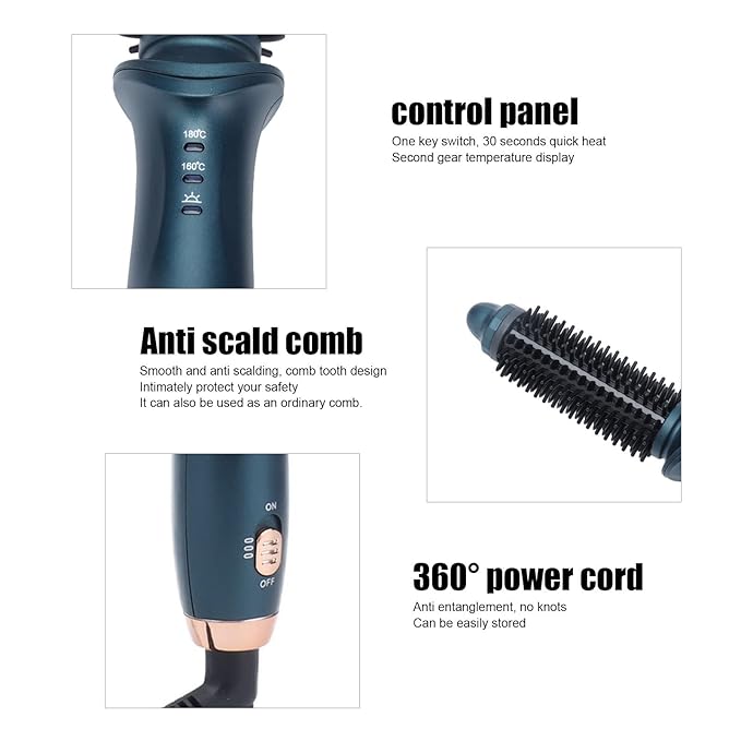 Curling Iron Brush Electric Hair Curler Portable Travel Hot Curling Wand for Long Hair Temperature Adjustable Heated Curling Brush for Women