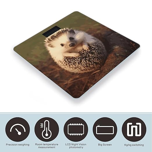 Digital Bathroom Scale for Body Weight Scale with Bright LCD Display High Accuracy Step-On Technology Auto On/Off Baby Hedgehog Digital Scales 400 Lbs /180kg