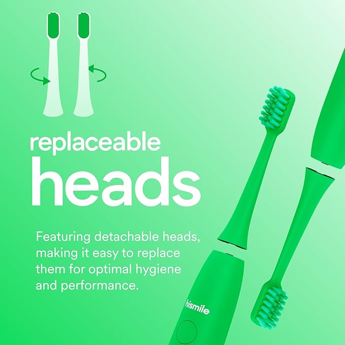 HISMILE Electric Toothbrush 3 Brushing Modes Smart Timer Rechargeable Electric Tooth Brush for Adults and Children Soft-Tapered Bristles Mode Memory (Bright Green)