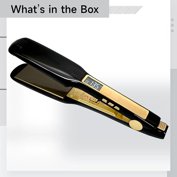 Tourmaline Ceramic Flat Iron Hair Straightener Fast Heating For Wet And Dry Hair Adjustable Temperature Us Plug Black And Gold Sleek Design