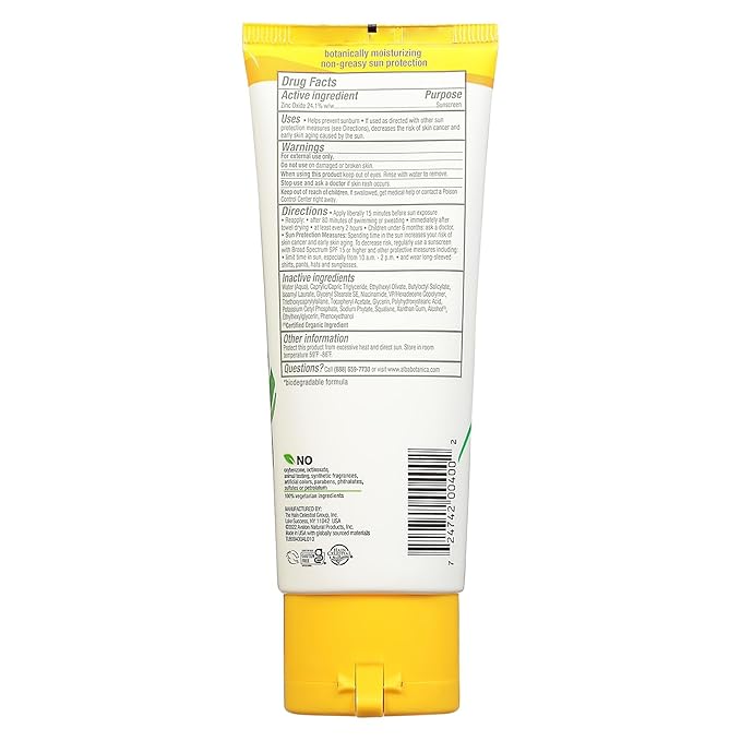 Alba Botanica Sunscreen for Face and Body Sport Mineral Sunscreen Lotion Broad Spectrum SPF 45 Water Resistant and Fragrance-Free 4 fl. oz. Tube (Pack of 4)