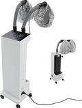 650W Hair Steamer with 2* Vaporizing Caps Professional Micro Mist Hair Color Processor 5 Modes Hair Care Machine with Wheels &amp 3 Levels (White)