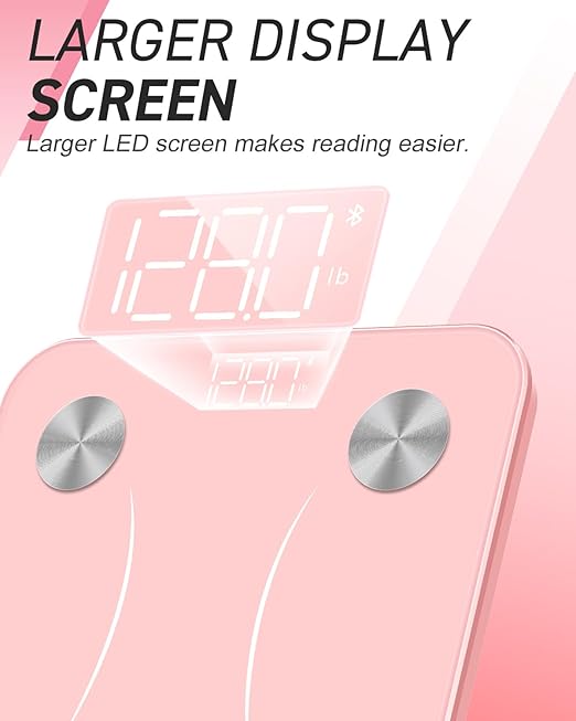 INSMART Smart Scale for Body Weight Digital Bathroom Scale with BMI Muscle Mass Bluetooth Body Fat Scale17 Body Composition Analyzer with Smart APP Sync Weight Scale 400 lbs - Pink