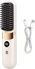 Hair Straightener Brush Portable Rechargeable Cordless Hair Straightener - Female Hairstyle Brush and Curling Comb | For Daily Use Travel Ladies Teens Home Salon Office Business