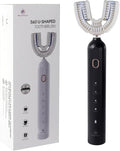 Ultrasonic U-Shaped Toothbrush for Adults Electric Toothbrush has 23760 Nylon BristlesAutomatic 360-degree Cleaning and Waterproof IPX7 4 Modes for Teeth Whitening (Black)