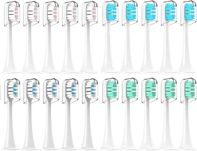 Replacement Brush Heads with Caps Sealed Package Soft for Sonic Electric Toothbrushes(7Green)