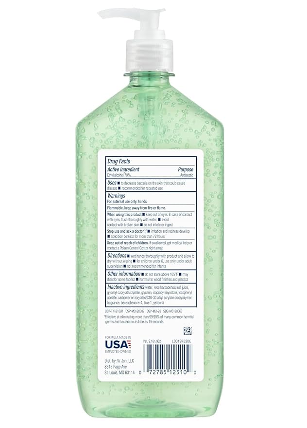 Germ-X Advanced Hand Sanitizer with Aloe and Vitamin E 1 Liter (Pack of 4) Less Drying Moisturizing Gel No Rinse Formula Pump Bottle