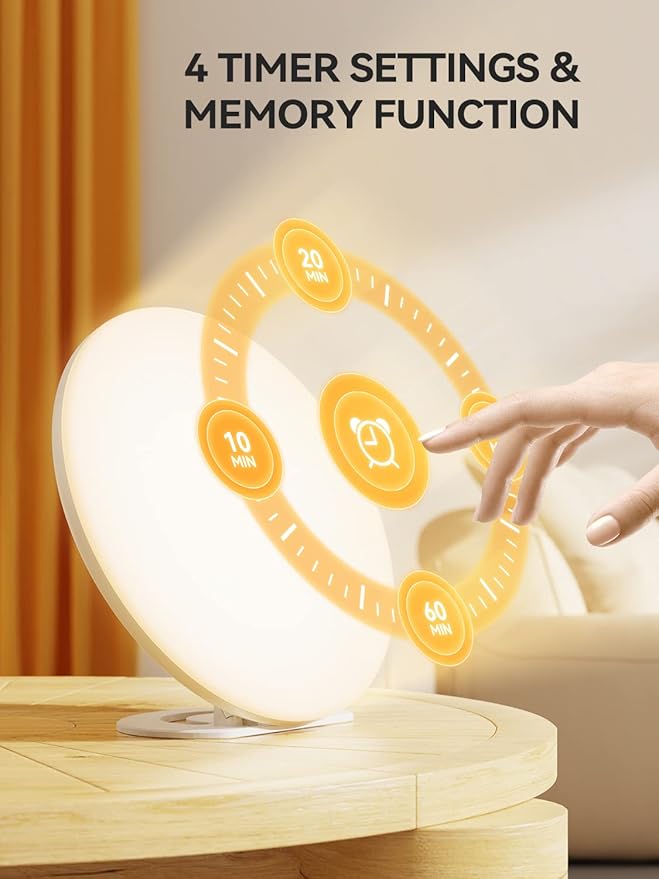 Light Lamp 13000 Lux UV-Free LED Light with 5 Brightness Levels/3 Color Temperature/4 Timer Remote Control Daylight Lamp with Memory Function for Home Office
