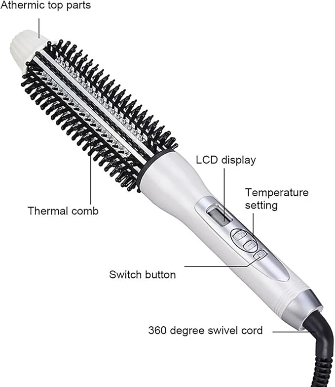 GeRRiT Professional Hair Curler Curling Iron Tourmaline Ceramic Hot Brush Hair Curling Brush Long Barrel Tourmaline Ceramic Dual Voltage Curling Brush Iron