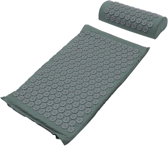 Acupressure Massage Mat and Shiatsu Massage Pillow Set with Carry Bag Portable Acupuncture Therapy Cushion for Neck and Back Relief Washable Yoga Exercise Mat for Wellness and