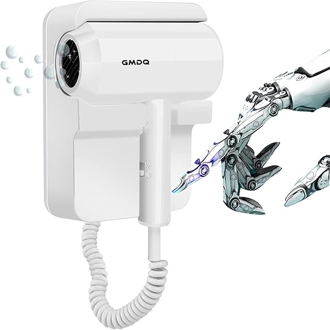 Hotel Wall Mounted Hair Dryer for BathroomRestroom Professional Blow Dryerwith Stand RackSpecialised Motor for SalonFast Drying - Gifts【Massage CombScrews+ Adhesive】 110V