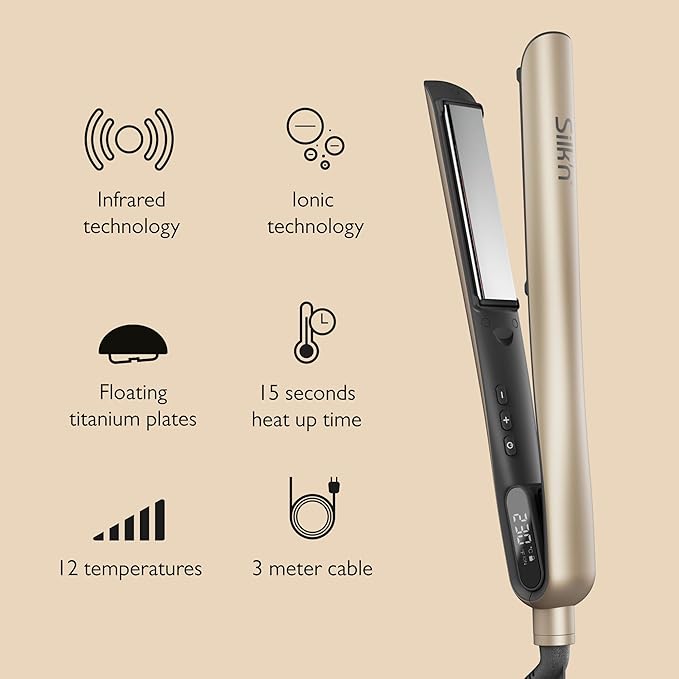 Silk’n Professional 2-in-1 Straightener and Hair Curler for Women Titanium Flat Iron with Infrared and Ion Technology for Frizz-Free Hair and no Heat Damage Smart Temperature Control 15-Sec Heat Up