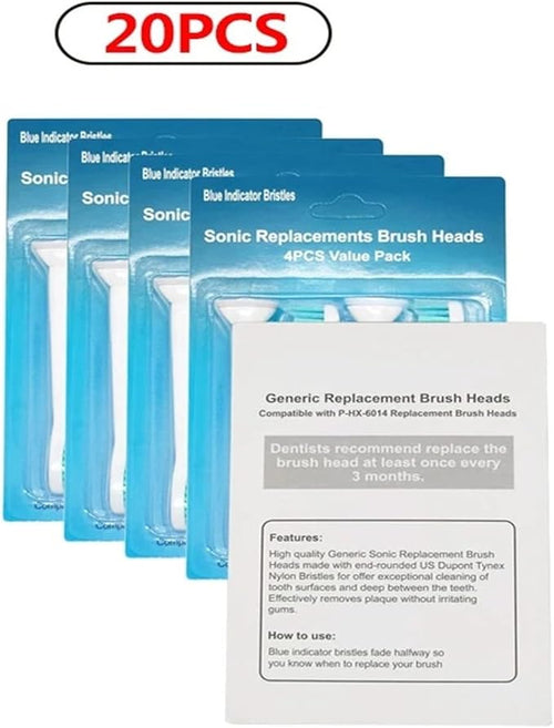 16PCS/20PCS Electric Toothbrush Replace Toothbrush Heads HX6014 for HX6930 HX9340 HX6950 HX6530 HX3210 HX3211 HX3281 Brush Head(20PCS)