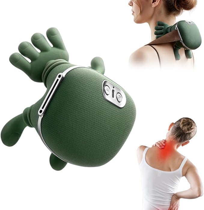 Neck Massager Shoulder Massager with Heat Shiatsu 4D KneadingElectric Neck and Back Massager for Relief(Green 1 Set)