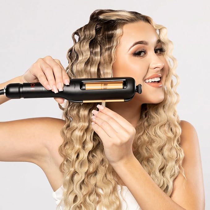 CHI Multi-Wave Styler Hair Waver With Adjustable Barrel For Customizable Waves Reduces Frizz &amp Increases Shine Black
