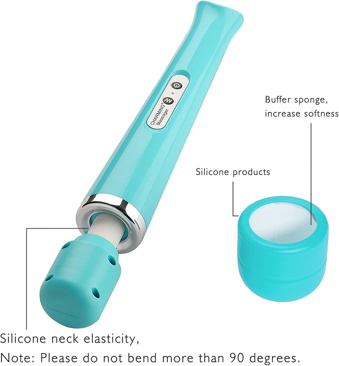 CHARMING Wired Powerful Handheld Back Massager with 10 Strong Vibrations Modes Personal Therapy Massager for Sports Recovery Muscle Aches Body Pain-Light Blue