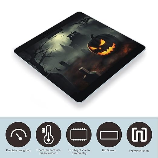 Halloween Horror Scale for Body Weight High Precision Digital Weight Scales with LCD Display Anti-Slip Sturdy Slim Tempered Glass Bathroom Scale for Home Use