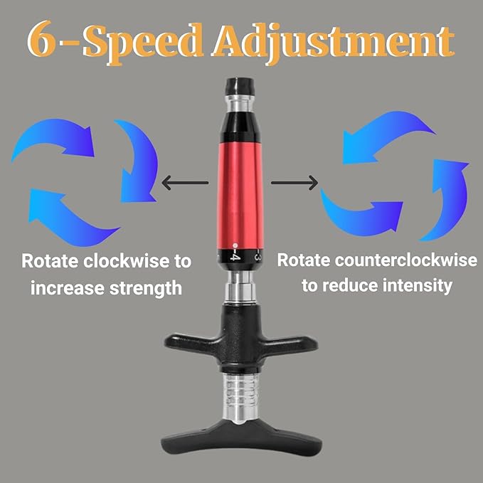 6 Levels Chiropractic Adjusting Tool 50-300N Adjustments Manual Spine Chiropractic Correction Tool Chiropractor Tool Relief Neck Back Pain for Face and Spine Relax (4 Massage Head)