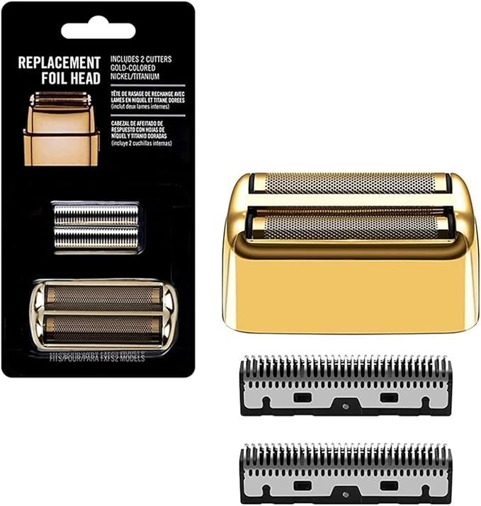 Replacement Foil and Blades Set Compatible for BaByliss PRO Barberology Cordless Metal Double Foil Shaver FXFS2(Gold)