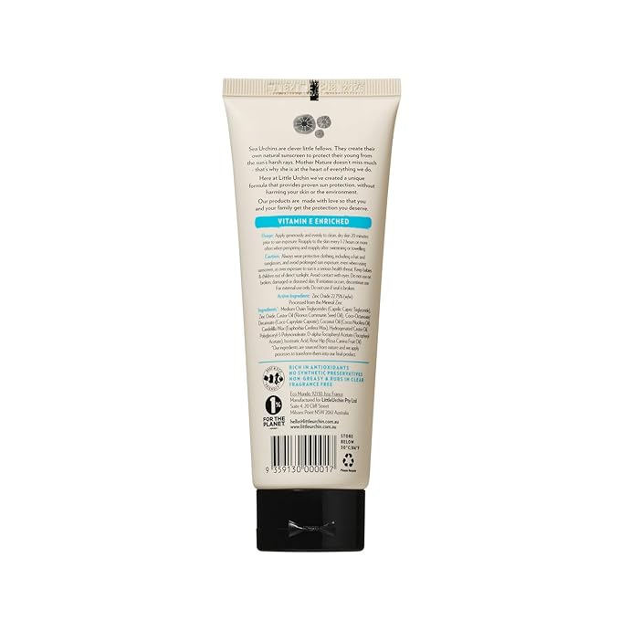 LITTLE URCHIN Natural Clear Zinc Sunscreen – SPF 30 Broad Spectrum – Water-Resistant Vegan Reef Safe – 22.75% Zinc Oxide – 3.4 oz