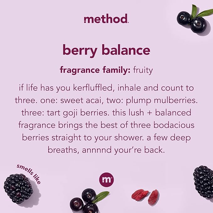 Method Body Wash Pure Peace 28 oz and Berry Balance 18 oz Paraben Phthalate Free