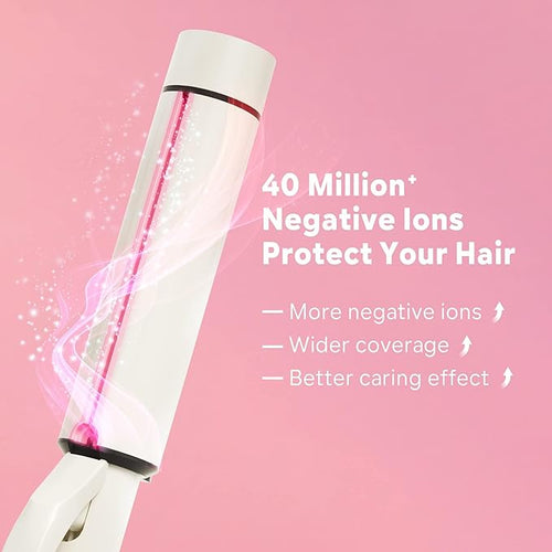 1.5 Inch Extra Large Curling Wand for Long Hair - Ceramic Tourmaline Barrel with 40000000 Negative Ions 2 Clips &amp Heat-Resistant Glove
