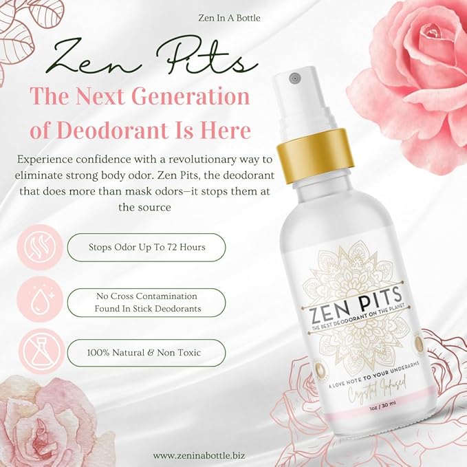 Zen Pits Deodorant - Luxury Deodorant for Women &amp Men - Lasts 4 Times as Long Compared to Others - Clear Spray No Residue Natural Non-Toxic Aluminum Free Eco-Friendly - Lasts up to 72 hours