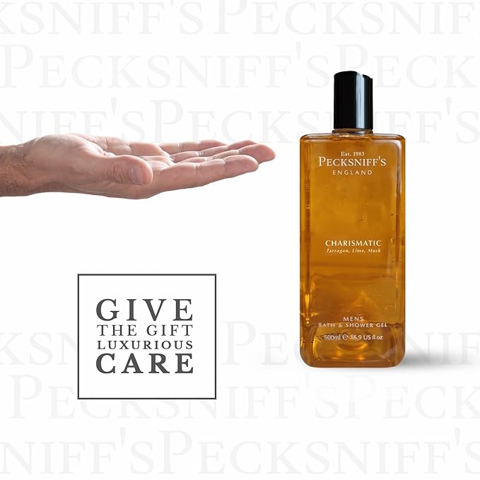 Pecksniff's Men's Luxurious Moisturizing Bath &amp Shower Gel | Premium Cleansing Men's Body Wash | Captivating Fougere Accord Mens Shower Gel | Charismatic Scent | 500ml