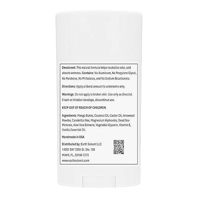 Magnesium Deodorant Vegan Natural Organic Dead Sea Minerals &amp Aloe Vera For Sensitive Skin 24hr Protection Aluminum Free Paraben Free Baking Soda Free Cruelty Free - For Men &amp Women (Vanill