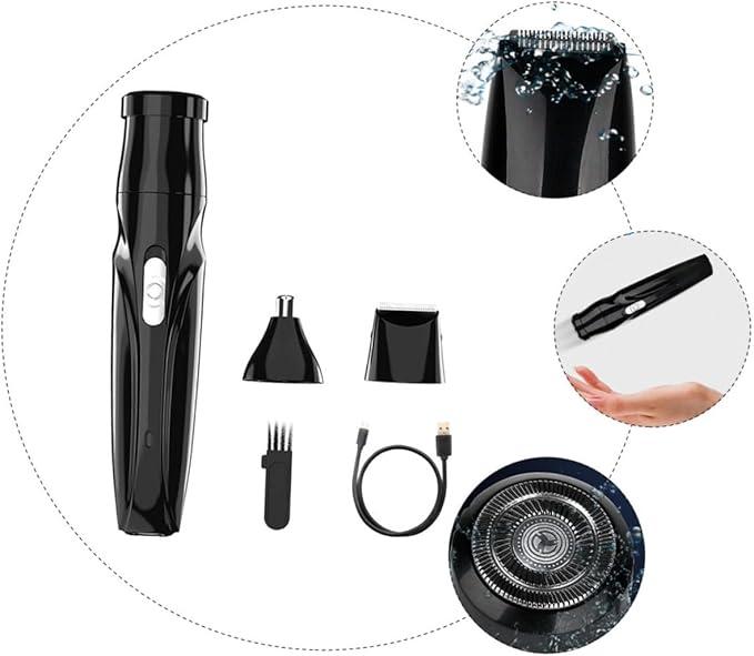 Ipetboom 2sets Electric Nose Hair Trimmer Multi-Function for Nose Ear and Eyebrow Hair Design Protective Cover Rechargeable Easy to Clean