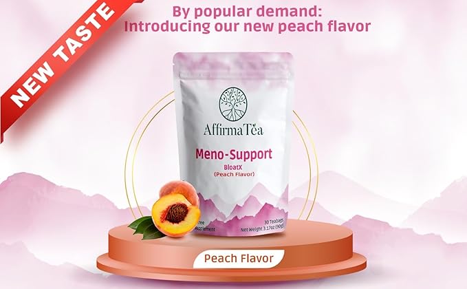 Meno-Support BloatX Organic Menopause Relief: Balances &amp Supports Hot Flashes Hormones Moods Swings Night Sweats &amp Bloating W/Black Cohosh Red Clover &amp Dong Quai. Natural Peach Flavor