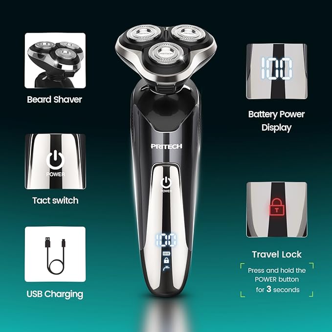 Electric Razor for Men - Rechargeable Electric Shaver for Men Rechargeable Waterproof Wet Dry Cordless Razor
