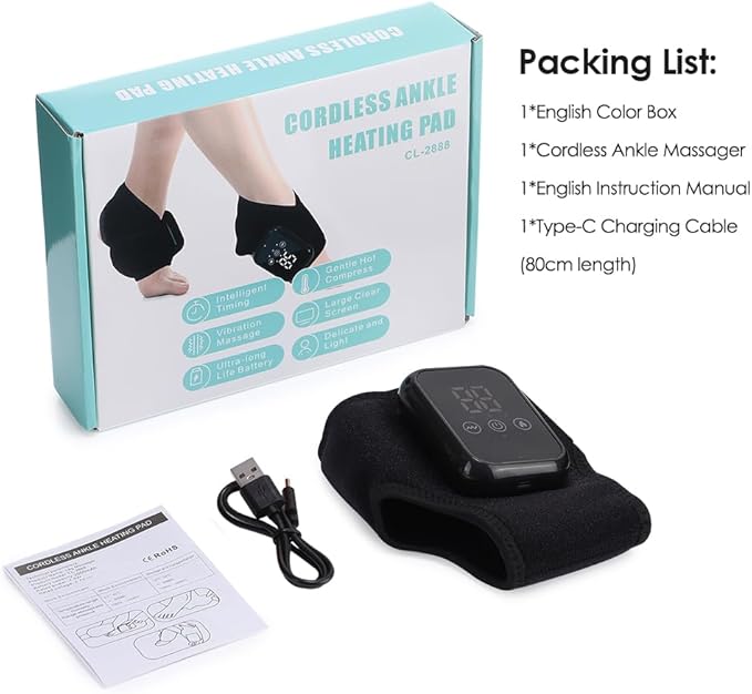 Foot Massager 3-in-1 Cordless Foot and Ankle Massager with Heat &amp Vibration Portable with 3 Modes &amp 3 Heat Levels for Heel Arch and Ankle Comfort at Home/Office/Travel (1 Pic)