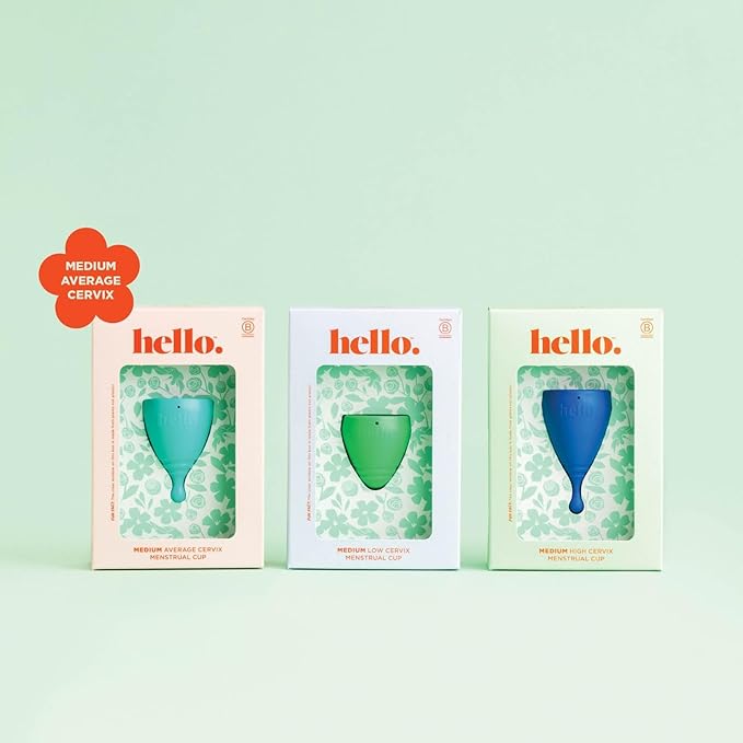 Hello Period Cup Low Cervix Menstrual Cup | Award Winning Reusable Soft Flexible Alternative to Pads &amp Tampons | Sustainable Feminine Hygiene | Leak Proof | Holds 21ml | 41mm Diameter 43mm L (Med
