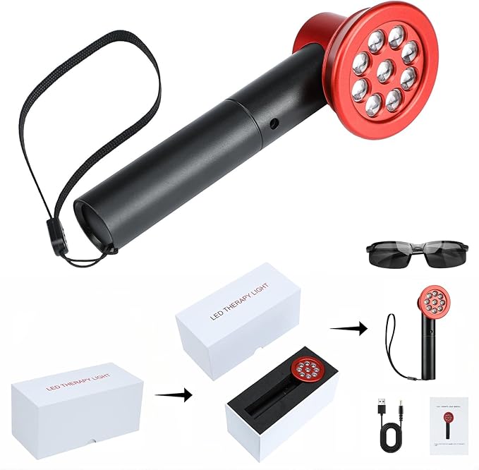 Red Light Therapy Portable Handheld LED Light Therapy Device 3 Modes 630/660/850 nm Wavelengths for Deep Relief of Muscle and Joint Pain in The Body Facial Skin Care (Medium)