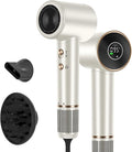 Hair Dryer 110 000 RPM Air-Sonic Blow Dryer with High-Speed Brushless Motor Cool Care Dry Display &amp 200 Million Negative Ionic PARWIN PRO BEAUTY 1875W Professional HairdryerChampagne Silver