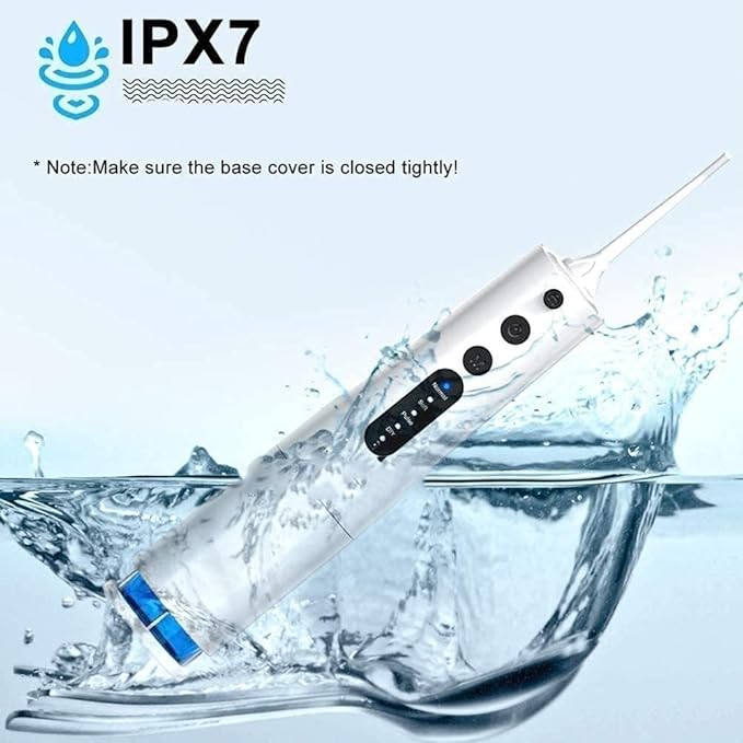 Water Flosser Cordless Teeth Cleaner Dental Oral Irrigator Power Dental Flossers IPX7 Waterproof Teeth Cleaner with 4 Cleaning Modes Detachable Water Tank for Home Travel (White)
