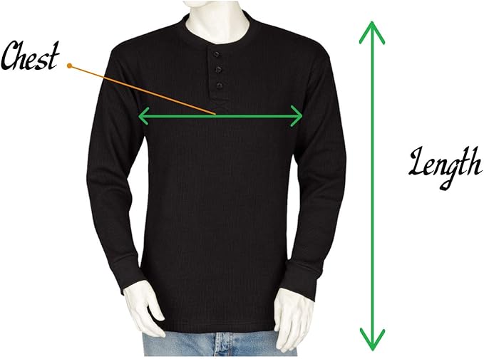 Men's Henley Thermal Shirts - Big and Tall - Heavy Weight THLS