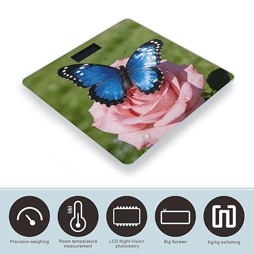 Blue Butterfly Smart Scale for Body Weight Digital Bathroom Scale Toughened Glass Weight Scale with Large LCD Backlight Display High Precision Scales Weighing Machine