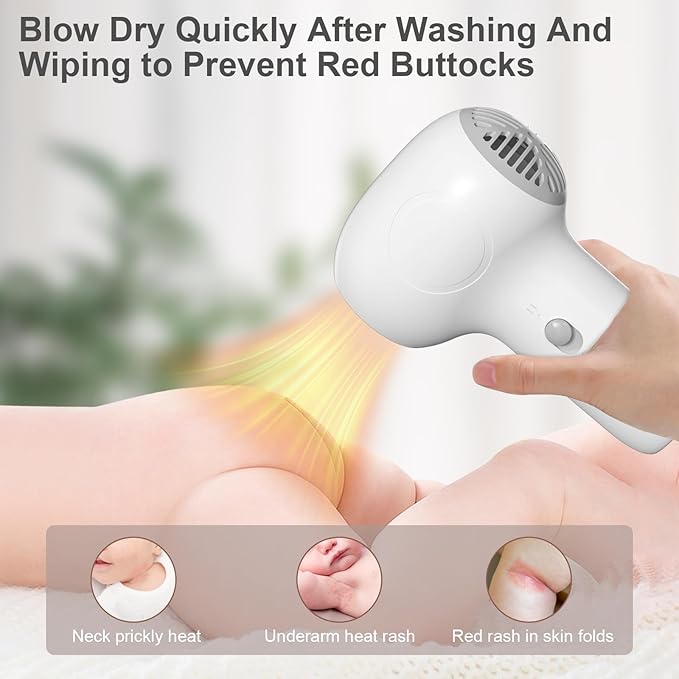 Cordless Hair Dryer for Baby Kids Model with Charging Base Gentle Airflow Mini Hair Dryer Portable Travel Design Small Dryer for Infant Delicate Skin